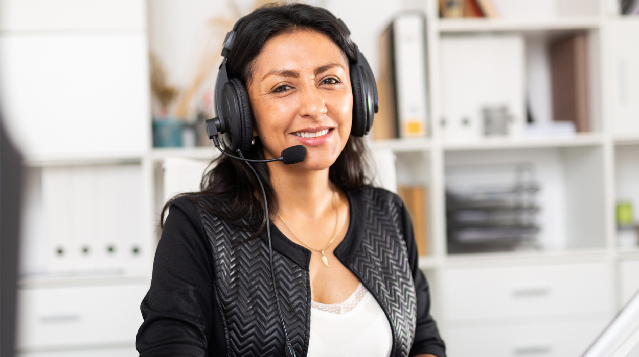 Medspa Software Customer Support Speaking on Headset