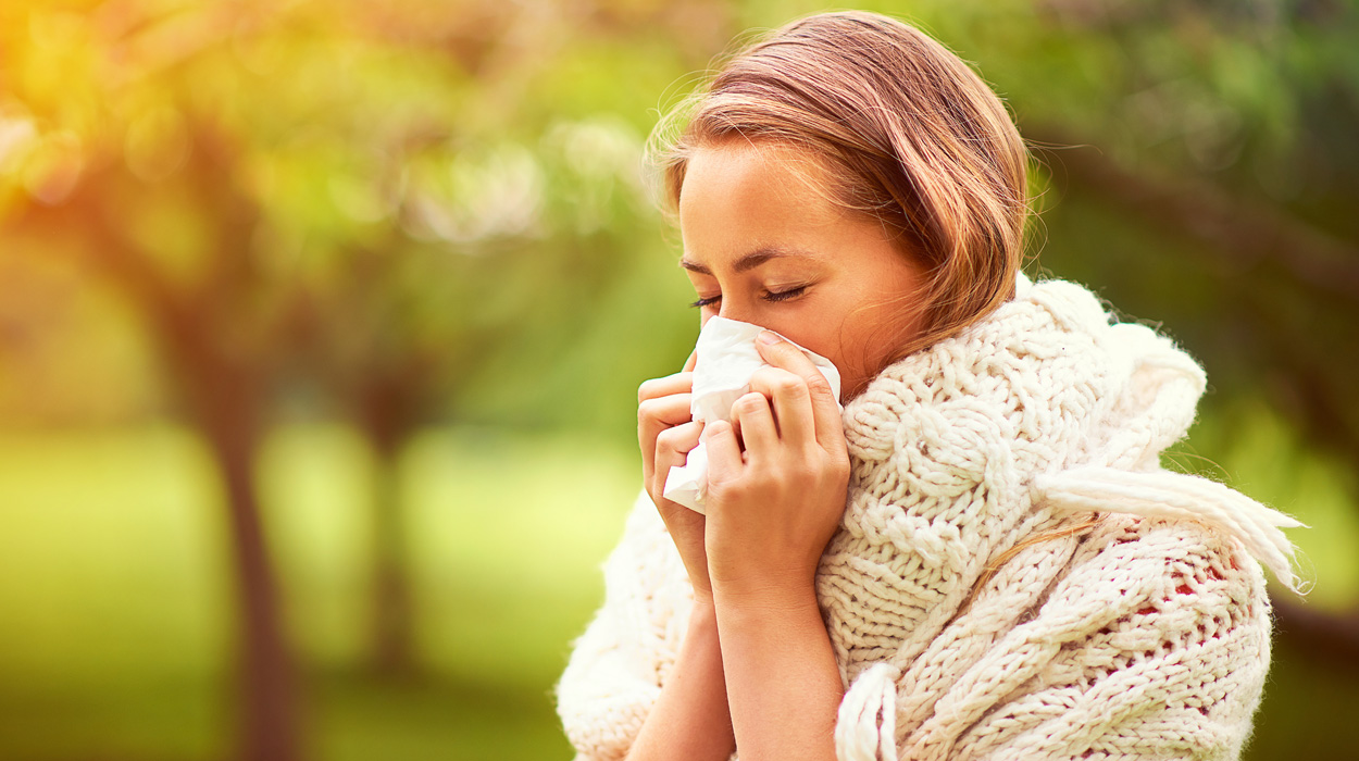 Woman with seasonal allergies