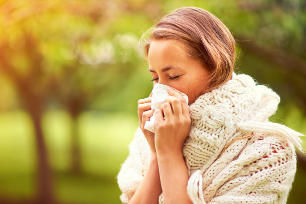 Woman with seasonal allergies