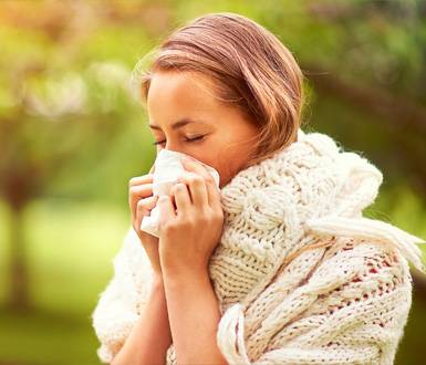 Woman with seasonal allergies