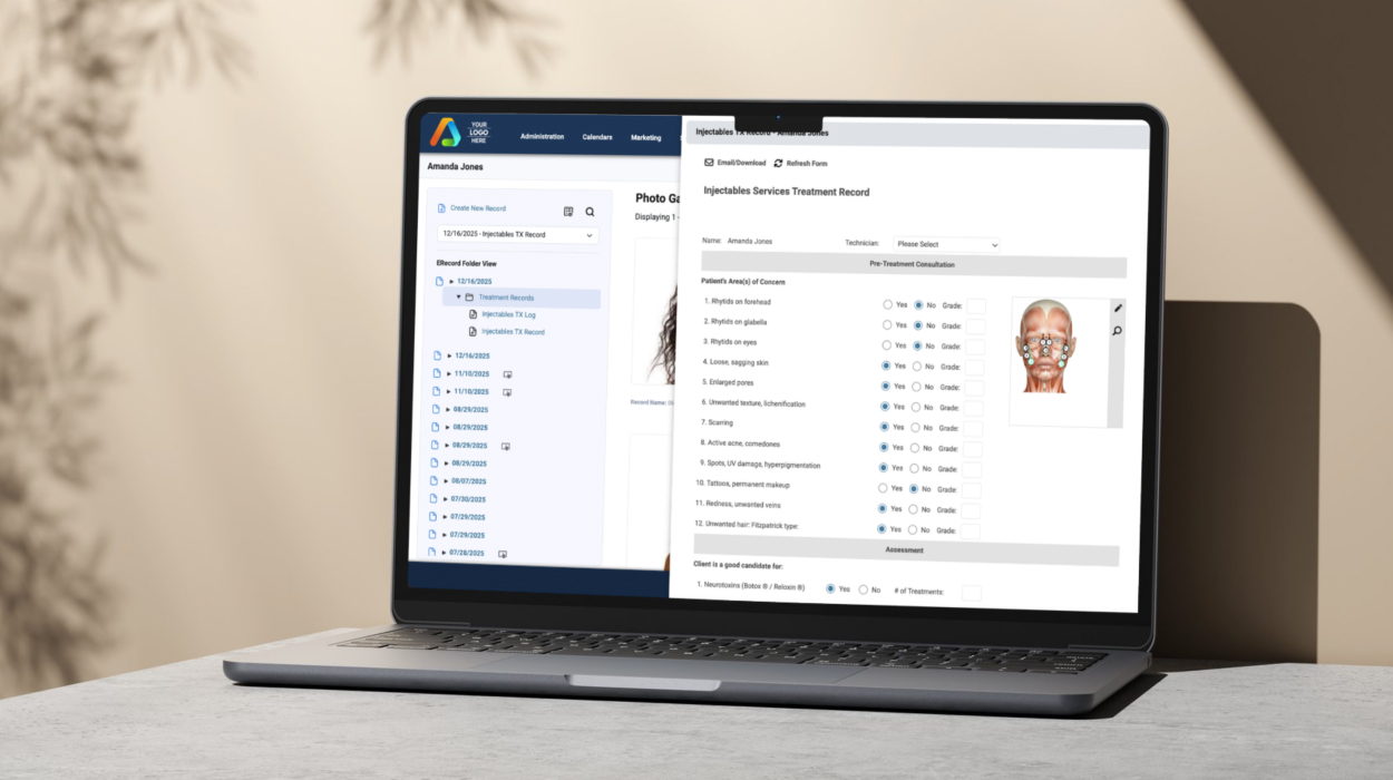HIPAA-compliant med spa software showing secure patient records