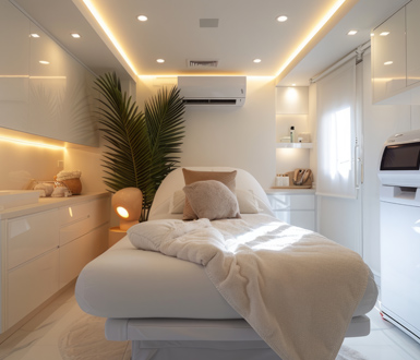 Inside of a mobile medical spa van