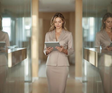 Medspa manager using spa management software to coordinate two clinic locations