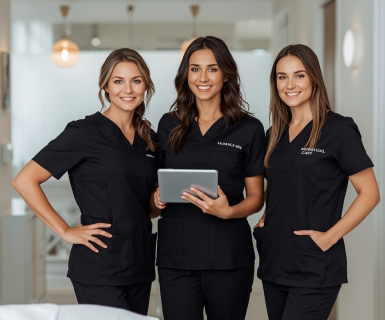 Med spa professionals using spa management software