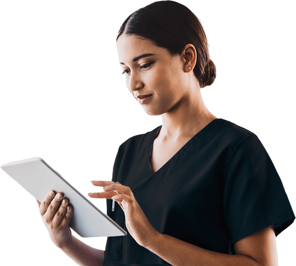 Medical spa professional using AestheticsPro on a tablet